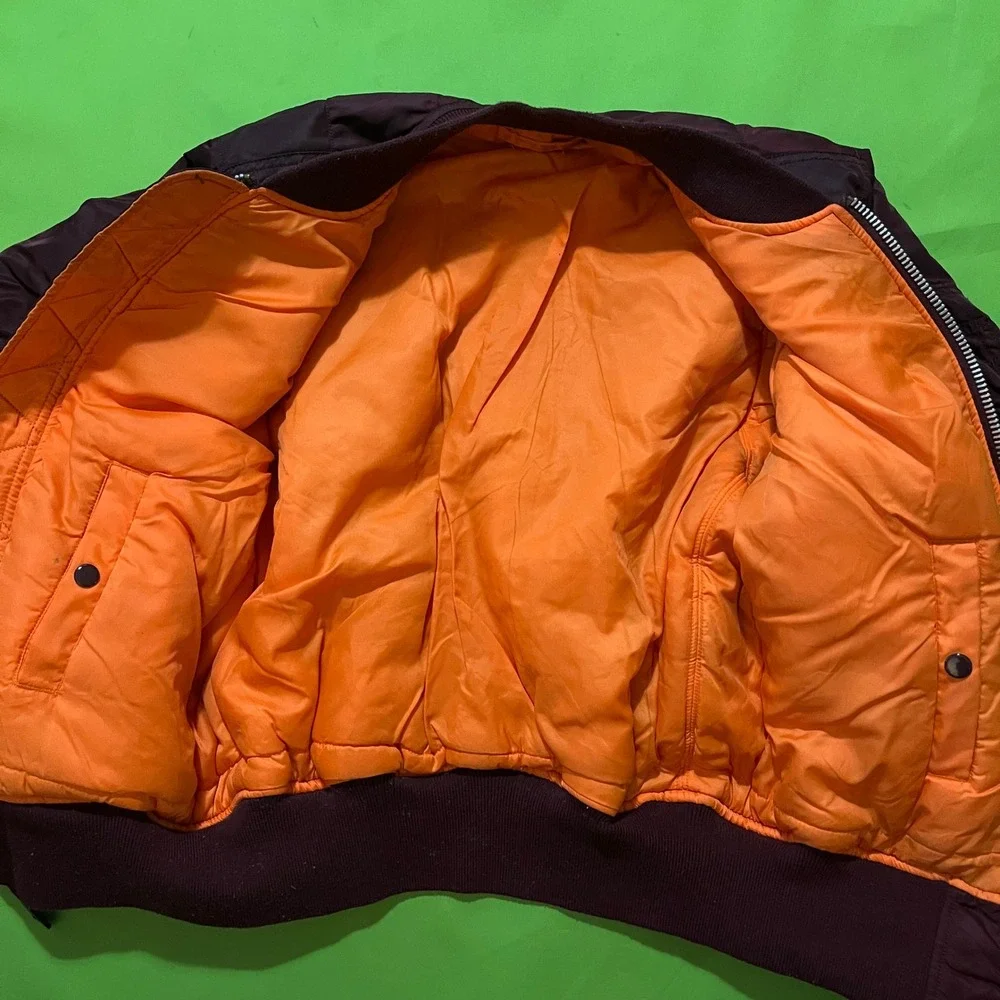 VTG Alpha Industries MA-1 Flight Jacket Maroon Burgundy Reversible Orange Small